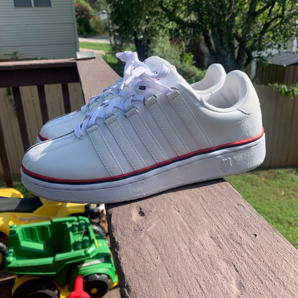 K-Swiss White and Blue Sneakers